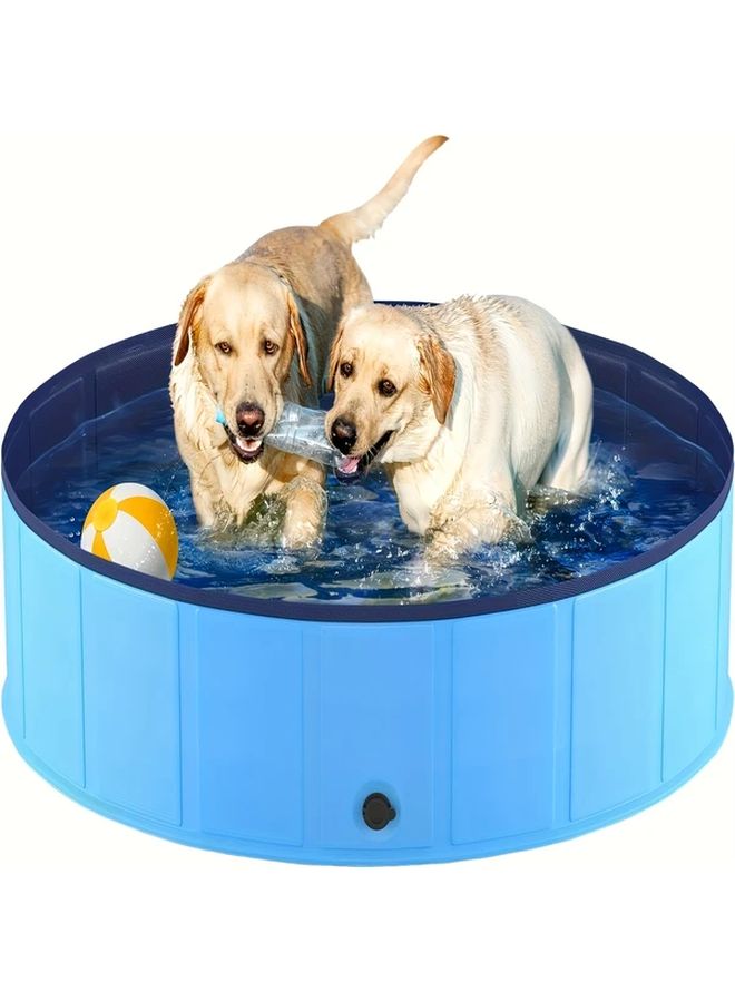 Square Blue 50x10 Inch Foldable Pet Pool for Dogs Cats Durable Hard Plastic Portable Outdoor Indoor Dog Bath Tub with Drain - Image 5