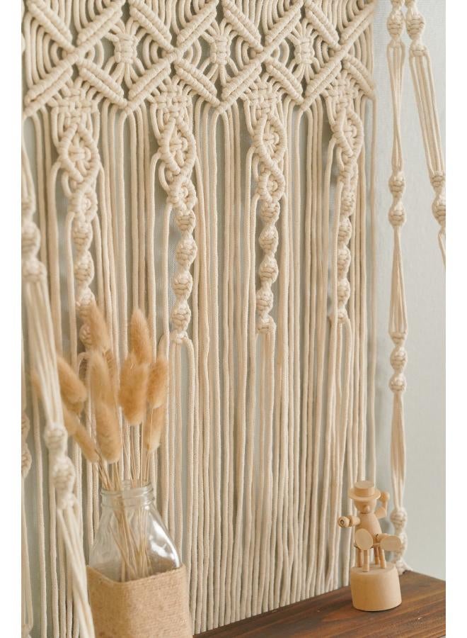 انتيكيانو رف معلق على الحائط بخيوط مكرمية.. ديكور حائط بوهيمي لغرفة النوم - فن جداري من حبل مكرمية منسوج كديكور لرف - Image 3