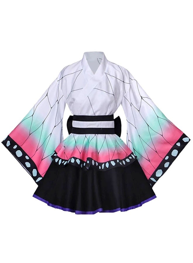 NIBEMINENT زي تنكر إنوسوكي النسائي، زي تنكر قاتل الشياطين، فستان خادمة للهالوين، كيمونو للتمثيل - Image 1