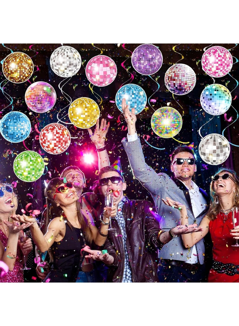 YOUGE 24Pcs Silver Colorful Bright Disco Ball Decor,13CM Silver Bright Reflective Mirror Balls, Used for Party Decoration, Lighting Effects, Home Decoration, Stage Props - Image 4