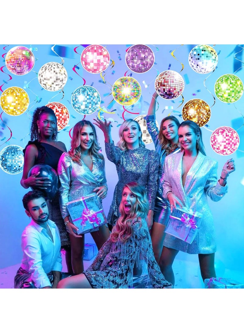YOUGE 24Pcs Silver Colorful Bright Disco Ball Decor,13CM Silver Bright Reflective Mirror Balls, Used for Party Decoration, Lighting Effects, Home Decoration, Stage Props - Image 5