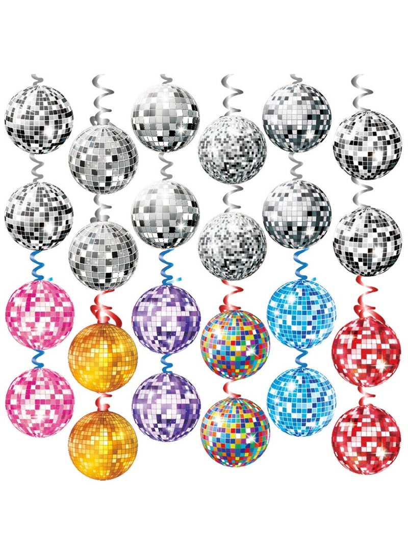 YOUGE 24Pcs Silver Colorful Bright Disco Ball Decor,13CM Silver Bright Reflective Mirror Balls, Used for Party Decoration, Lighting Effects, Home Decoration, Stage Props - Image 1