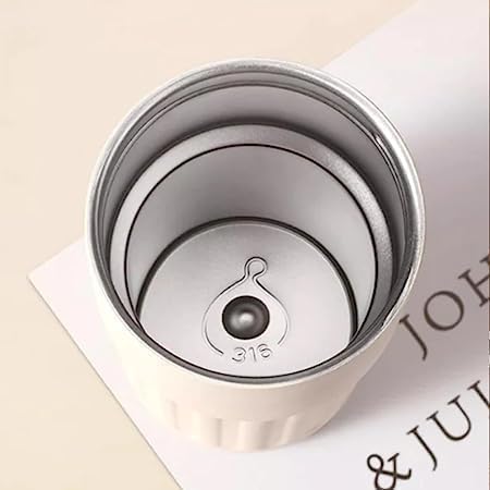 JUGTE Coffee Mug Cup Digital Display, Thermos Flasks, 460 ml, 316 Stainless Steel Travel Mug, Insulated Vacuum Thermal Mug, Leak-Proof Travel Mug with Lid for Coffee (White) - Image 2
