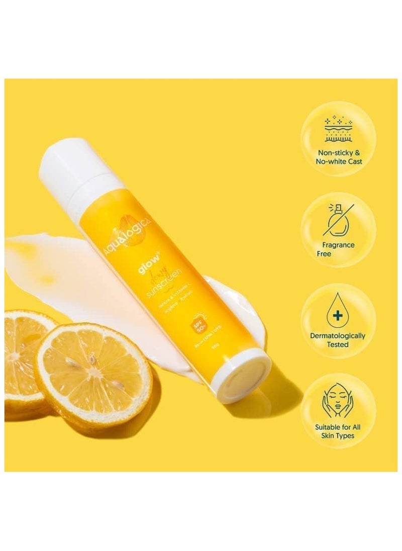 Aqualogica - Glow+ Dewy Sunscreen SPF 50 PA+++ For UVA/B & Blue Light Protection, 50g - Image 1