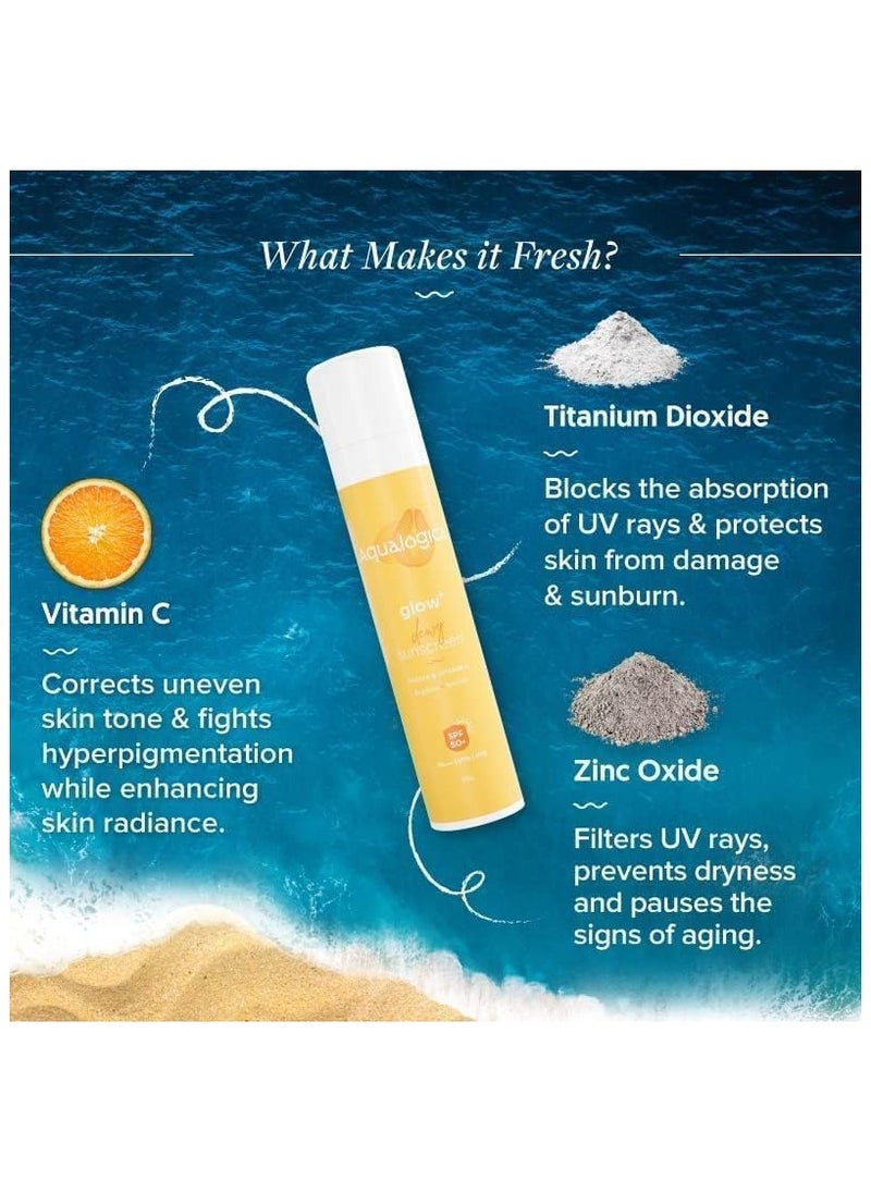 Aqualogica - Glow+ Dewy Sunscreen SPF 50 PA+++ For UVA/B & Blue Light Protection, 50g - Image 1