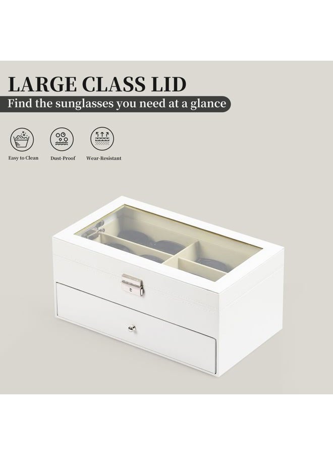 AUTOARK Leather 12 Piece Eyeglasses Storage and Sunglass Glasses Display Drawer Lockable Case Organizer,White,AW-053 - Image 5