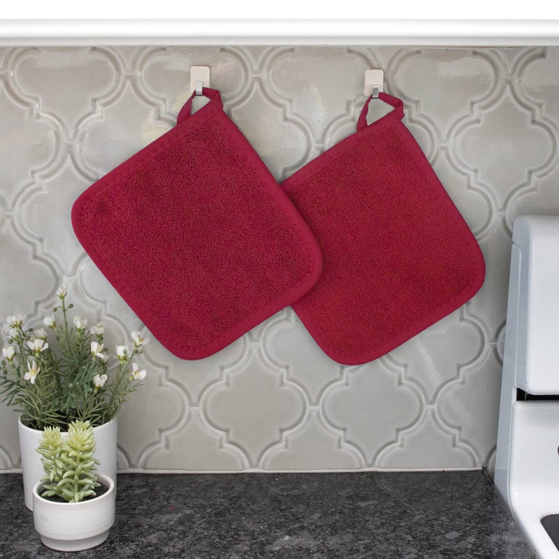 Ritz Terry Potholder & Hot Pad: Unparalleled Heat Resistant  Durable 100% Cotton - Ergonomically Designed for Optimal Grip - Easy-Care Machine Washable - Perfect for Your Kitchen - Paprika Red  2-Pk - Image 4