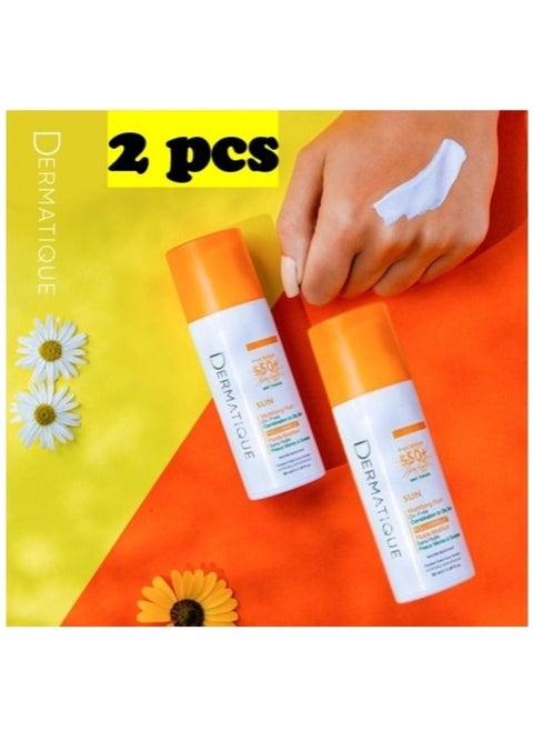 Two pieces of sunblock cream, Mattifying Fluid, SPF 50+