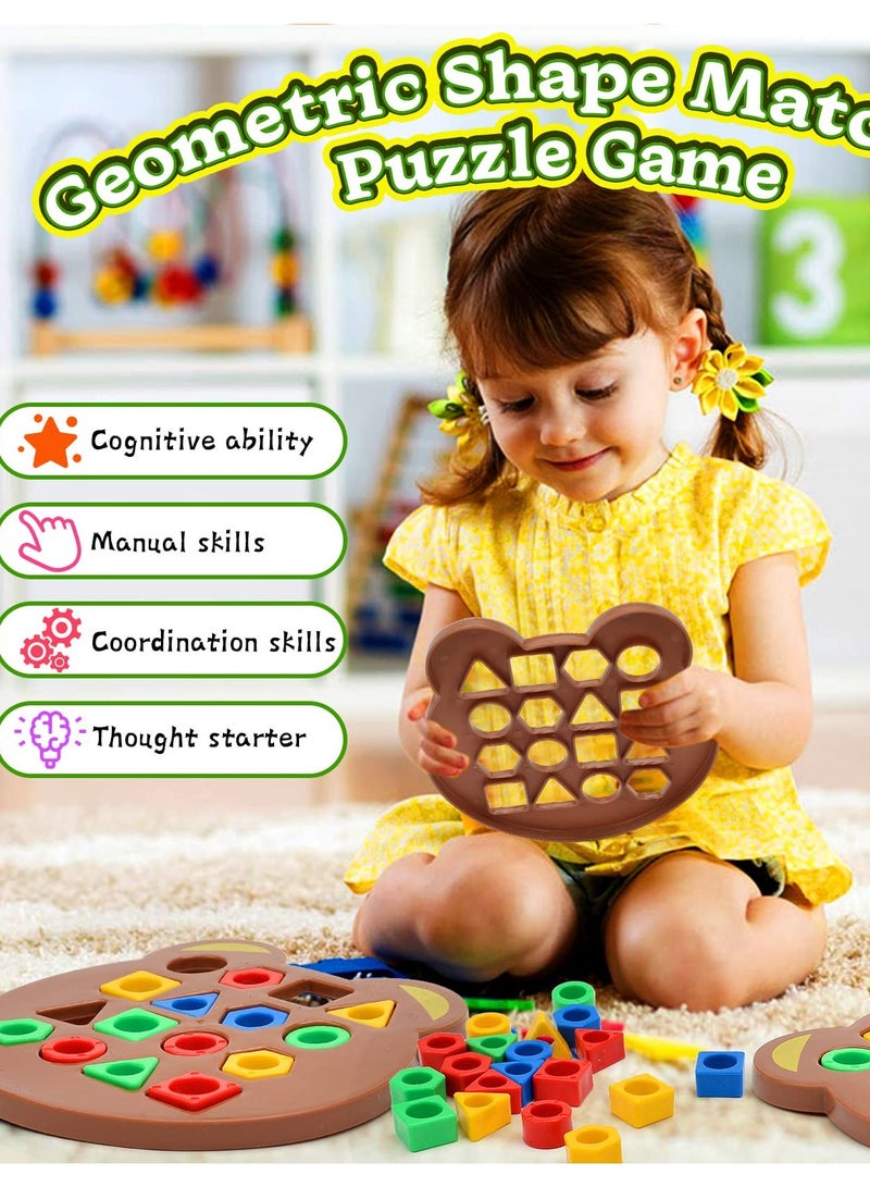 Excefore Shape Matching Game Color Sensory Educational Toy, Geometric Shape Matching Puzzle Game, Color Learning Board Game, Montessori Toys Board Game for Kids Boys Girls - Image 2