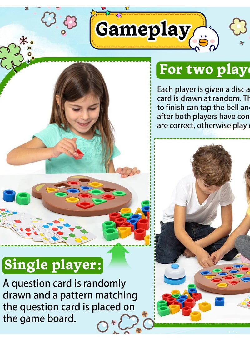 Excefore Shape Matching Game Color Sensory Educational Toy, Geometric Shape Matching Puzzle Game, Color Learning Board Game, Montessori Toys Board Game for Kids Boys Girls - Image 3