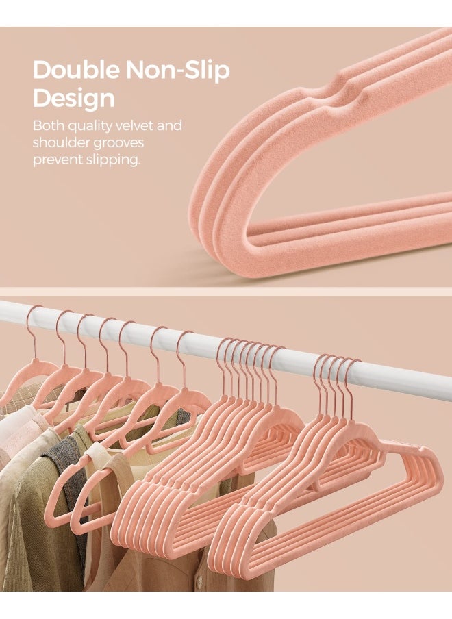 SONGMICS Whjjk Velvet Hangers 50 Pack Non-Slip Clothes Hanger With Rose Gold Color Swivel Hook 0.2-Inch Thick And Space Saving 17.7-Inch Long For Coat Shirt Dress Light Pink Ucrf21Pk50  - Image 3