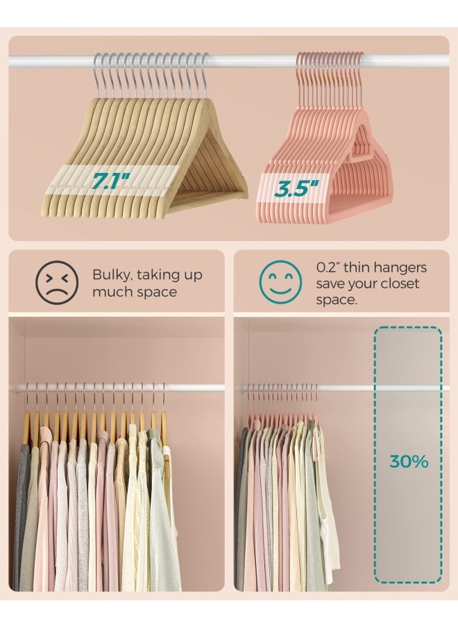 SONGMICS Whjjk Velvet Hangers 50 Pack Non-Slip Clothes Hanger With Rose Gold Color Swivel Hook 0.2-Inch Thick And Space Saving 17.7-Inch Long For Coat Shirt Dress Light Pink Ucrf21Pk50  - Image 5