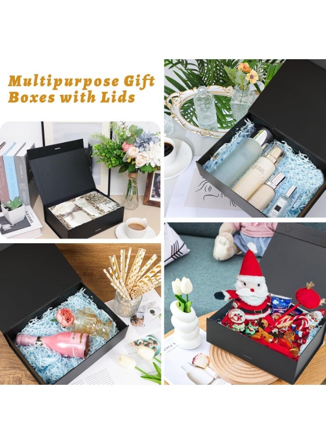 هاهاهاي 26*19*8 سم صندوق هدايا أسود كبير مع شريط، علب هدايا قابلة للطي للهدايا مع غطاء، مناسبة جدًا للمهرجانات وأعياد الميلاد والذكرى السنوية وغيرها - Image 5