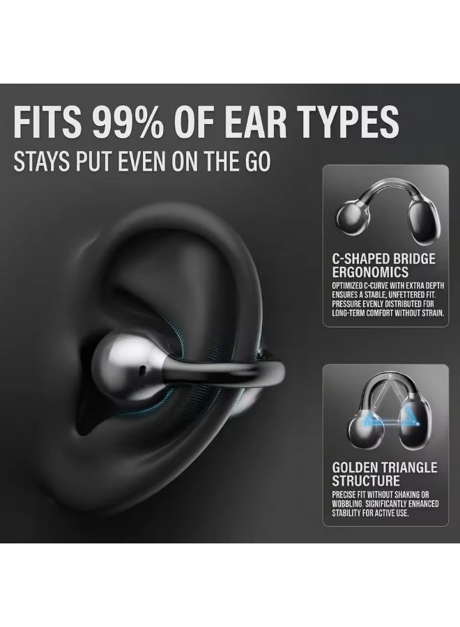 ZOMBIESCAT B16 Open Ear Wireless Earphones Clip-On Bluetooth 6.0 Earbuds Sport Headphones with Mic LED Display Low Latency - Image 3