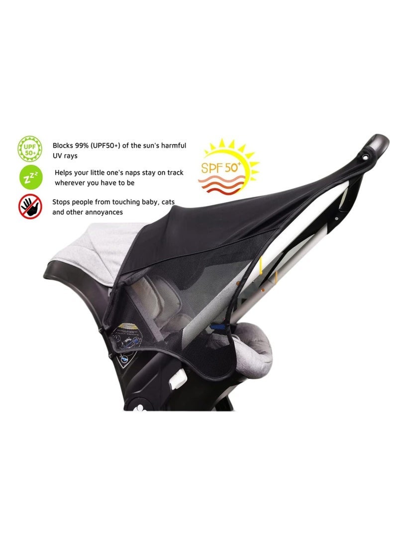 Sun Shade for Doona Baby Car seat, Pram Sunshade Cover, UV Protection Cover Pushchairs Strollers Functional Sleep Aid Infant Buggy Carrycot, Universal Waterproof - Image 2
