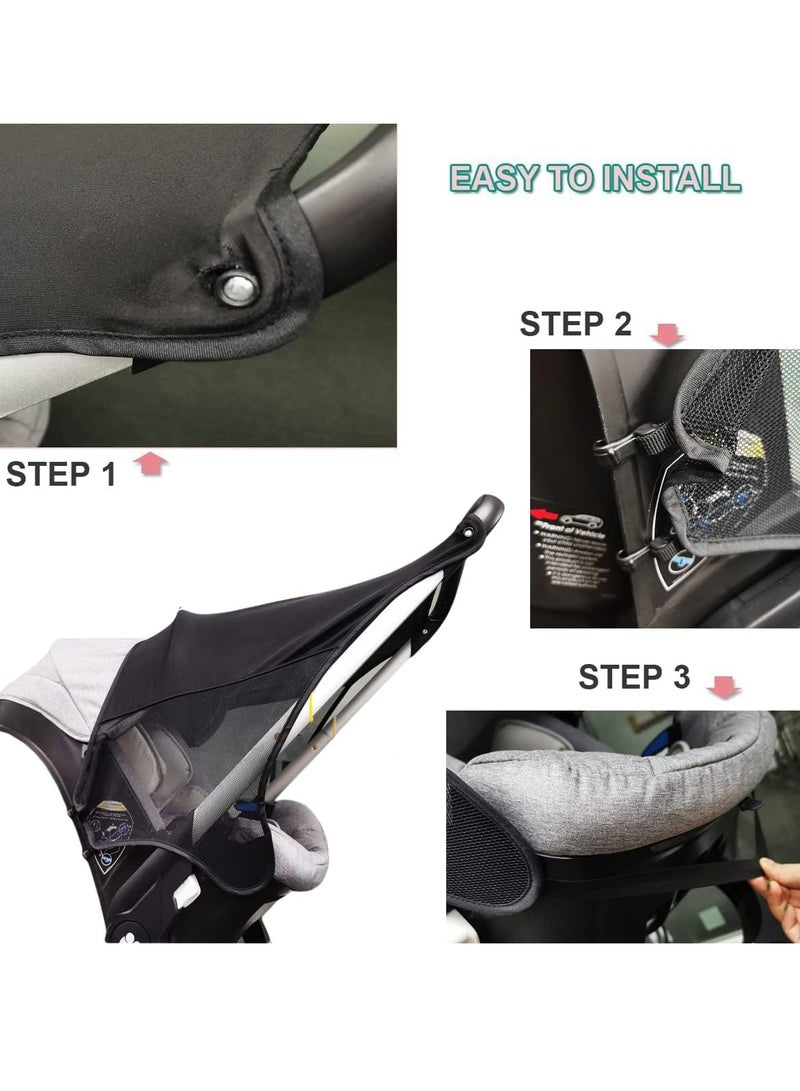 Sun Shade for Doona Baby Car seat, Pram Sunshade Cover, UV Protection Cover Pushchairs Strollers Functional Sleep Aid Infant Buggy Carrycot, Universal Waterproof - Image 3