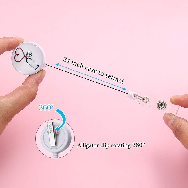 Coeufuedy 18pcs Nurse Retractable Badge Reel,Badge Holder with Alligator Clip,Nurse Badge Clip for ID Card Holders (YYDHK) - Image 4