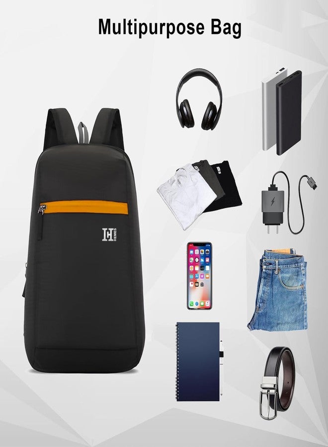 H-HEMES 11L Small Backpack Lightweight, Durable, Everyday Use Small Backpack for Travel, Gym, and Outdoor Activities (Black & Orange) - Image 3