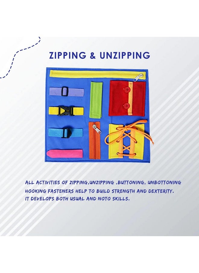 Toodles - Toodles Early Learnings Zipping & Unzipping Toy for Kid's Skill Development | Learning Bag with Buckles | Zippers & Snaps - Kids Toy Gift for 2 to 5 Year Old Kids | Multicolor (Pack of 1) - Image 1