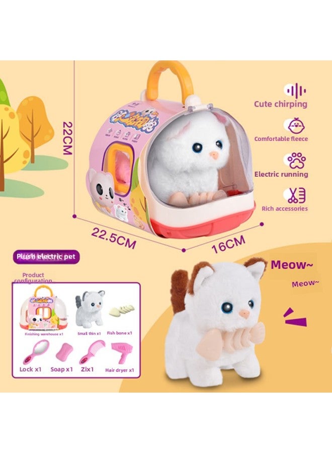 Children's Simulation Electric Pet Dog Plush Rabbit Will Walk Will Call Pet Cat Boys And Girls Gift Toys Wholesale-Color:Capsule Pet Color Box Cabin [Rabbit]]  - Image 4
