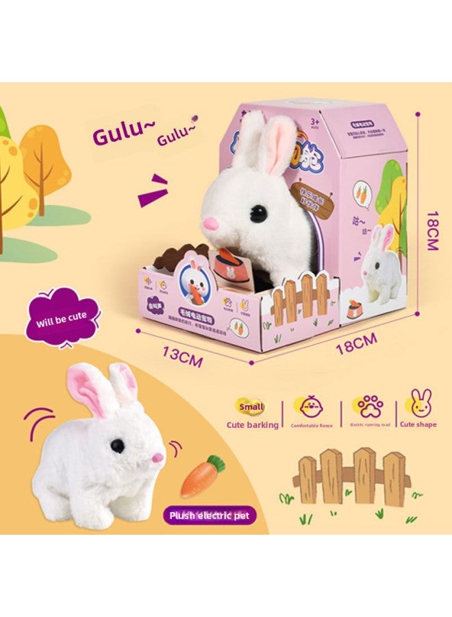 Children's Simulation Electric Pet Dog Plush Rabbit Will Walk Will Call Pet Cat Boys And Girls Gift Toys Wholesale-Color:Capsule Pet Color Box Cabin [Rabbit]]  - Image 1