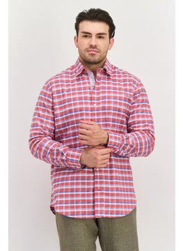 Men Regular Fit Checkered  Long Sleeve Casual Shirts, Red