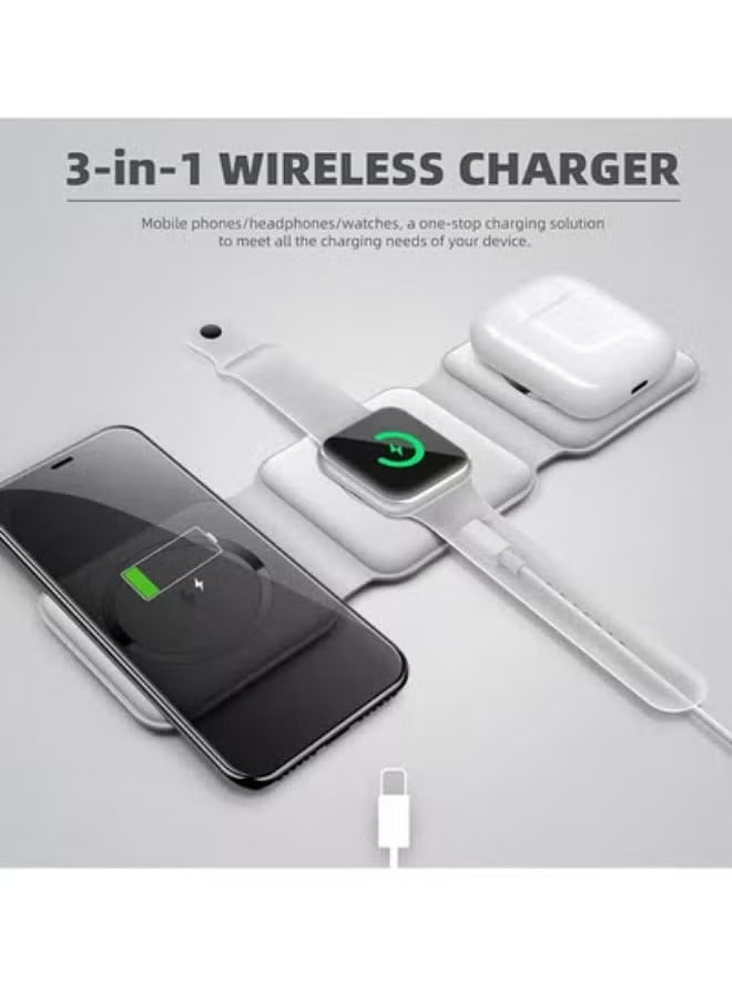 SHOPI Wireless Charging, 3 in 1 Wireless Charger,Wireless Magnetic Fast Charging Foldable Dock station Charger for iPhone 13/12/11/8/Pro/Max,for iWatch,forAirPods 3/2/Pro and for Samsung