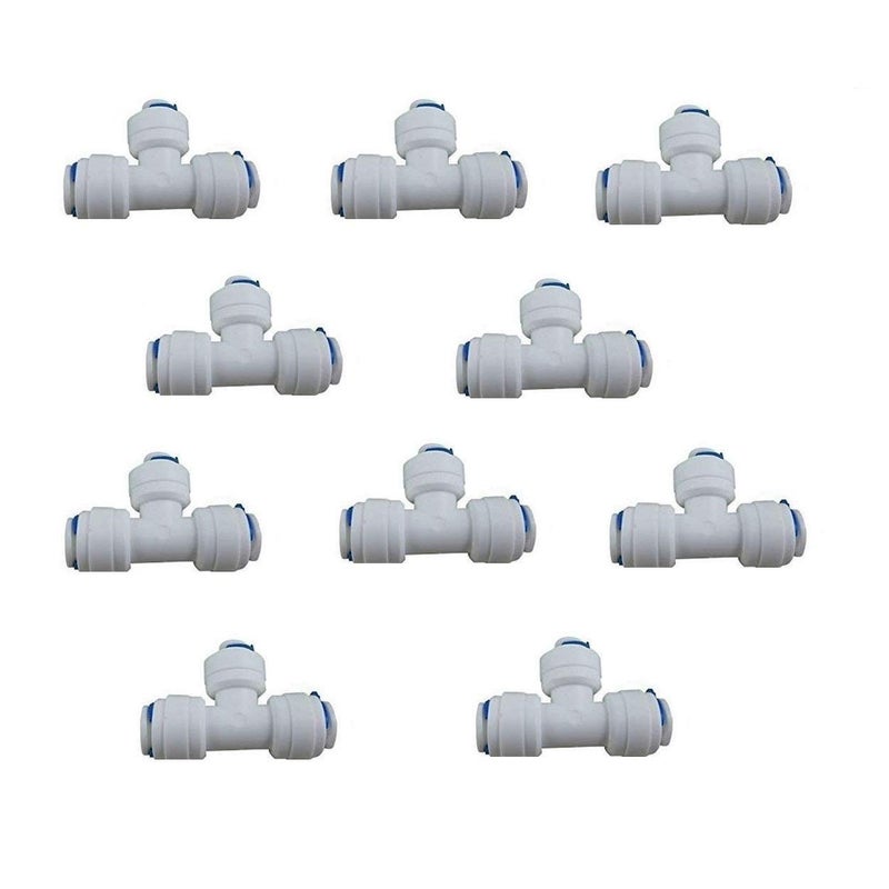 Lemoy Liimevvon 10x 1/4 inch Tee 3 Way Tube Quick Connect Push Fit RO Water Reverse Osmosis System