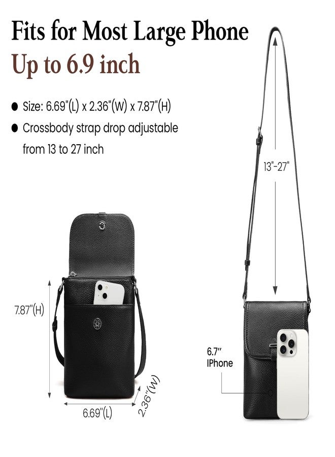 befen Black Genuine Leather Small Crossbody Bags for Women, Womens Cell Phone Purses Cross body Bag Purse with RFID Card Slots for Daily and Travel - Image 4