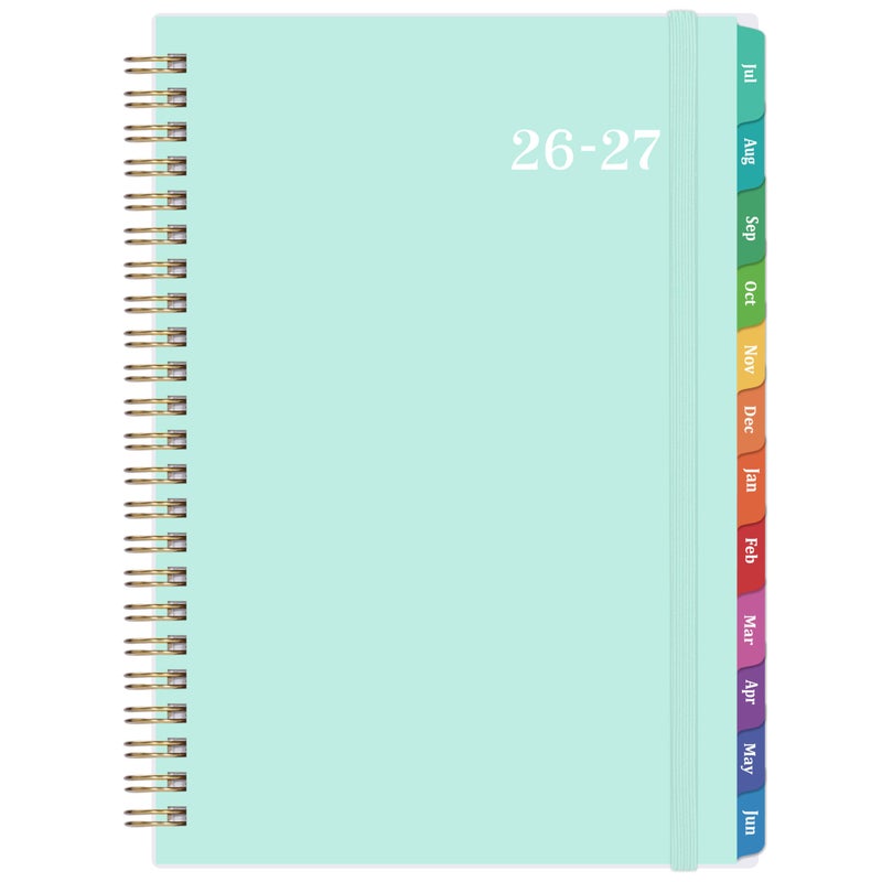 Tersus 2026-2027 Academic Planner - Jul 2026-Jun 2027 Weekly & Monthly with Tabs, 6.4"x8.5" Thick Paper Waterproof Cover Back Pocket Twin-Wire Binding - Green - Image 1