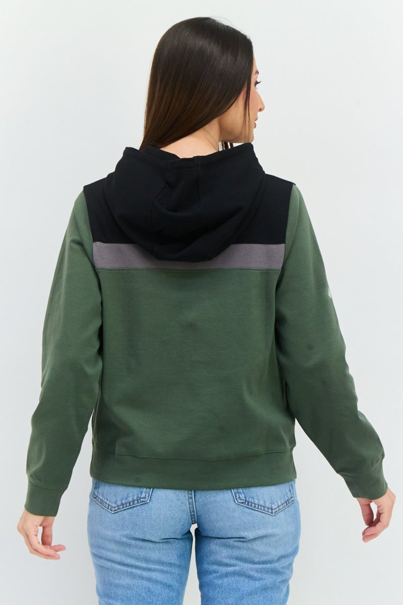 Lyle & Scott Women Hooded Long Sleeves Brand Logo Sweatshirt, Olive/Black Combo - Image 3
