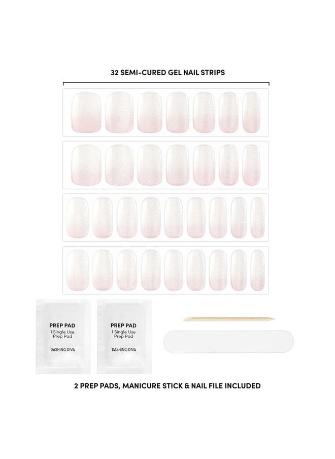 DASHING DIVA Glaze Nail Strips - In The Buff | Works With Any LED Lamp | Long Lasting, Chip Resistant, Semicured Gel Strips | 34 Salon Quality White Ombre Gel Nails  - Image 4