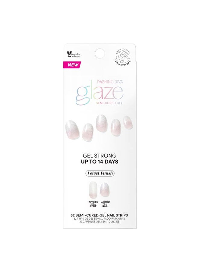 DASHING DIVA Glaze Nail Strips - In The Buff | Works With Any LED Lamp | Long Lasting, Chip Resistant, Semicured Gel Strips | 34 Salon Quality White Ombre Gel Nails  - Image 2