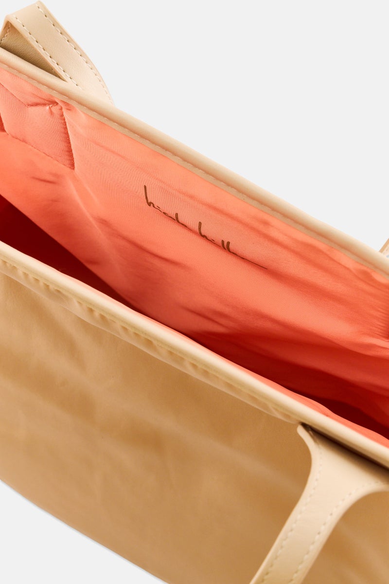 Nicole Miller Women 2 Pcs Brand Logo Tote Bag With Pouch, Beige - Image 3