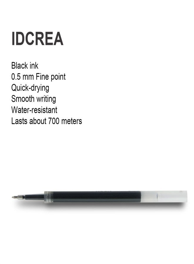 Idcrea 0.5mm Black Gel Pen Refills Fine Tip - Japanese Ink - Large Capacity - Compatible with Pilot G2, TUL, Zebra Sarasa etc. Click Gel Pens (24 Pack) - Image 3