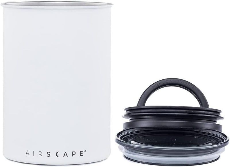 Planetary Design Airscape® حاوية القهوة الفولاذية المقاومة للصدأ | حاوية تخزين الطعام | غطاء المكبس الداخلي الحاصل على براءة اختراع أمريكية يزيل الأكسجين الزائد | لا تشتري محكم الإغلاق، اشترِ خاليًا من الهواء | (وسط، أبيض غير لامع) - Image 4