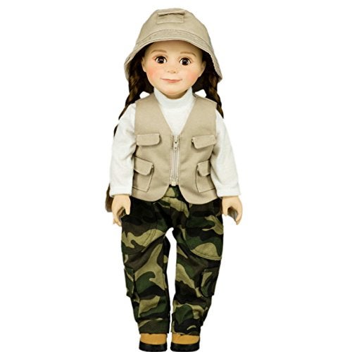 The Queen's Treasures The Queens Treasures 18 Inch Doll Clothes Accessories 4 Pc Fishing Outfit with Pants Hat Vest Shirt Compatible for Use with American Girl Dolls Doll NOT Included - Image 1