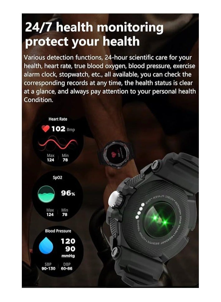 Smart watch with headphones, 4 in 1 Bluetooth smart watch, 1.43 inch HD screen smart watch for men, military rugged Bluetooth calls.  - Image 3