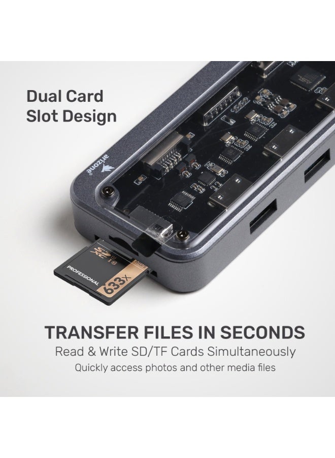 موزع USB SW10V (10 في 1) منفذ USB 3.0 واحد / منفذان USB 2.0 / منفذ HDMI / منفذ RJ45 / منفذ VGA / منفذ USB-C PD / منفذ بطاقة SD / منفذ بطاقة TF / منفذ 3.5 ملم 100 ميجابت في الثانية - Image 3