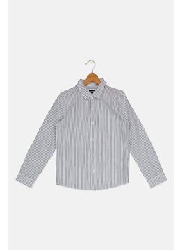 Kids Boy Stripe Long Sleeve Casual Shirt, White