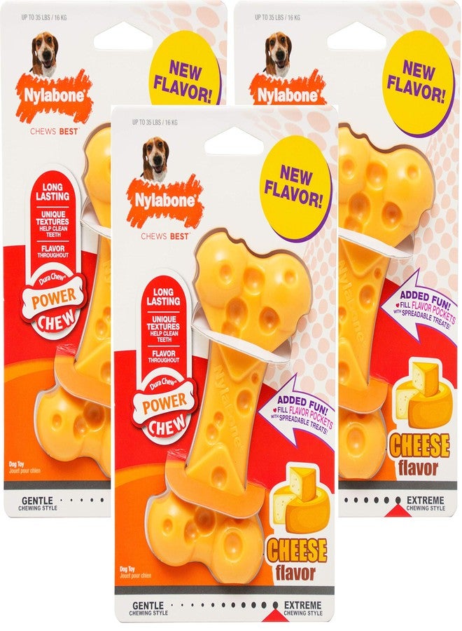 Nylabone 3 Pack of DuraChew Cheese Bones, Medium for Dogs up to 35 Pound