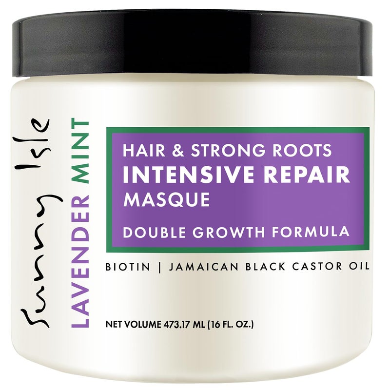 Sunny Isle Lavender Mint Hair and Strong Roots Intensive Repair Masque 16oz | Double Growth Formula | Biotin and Jamaican Black Castor Oil - Image 1
