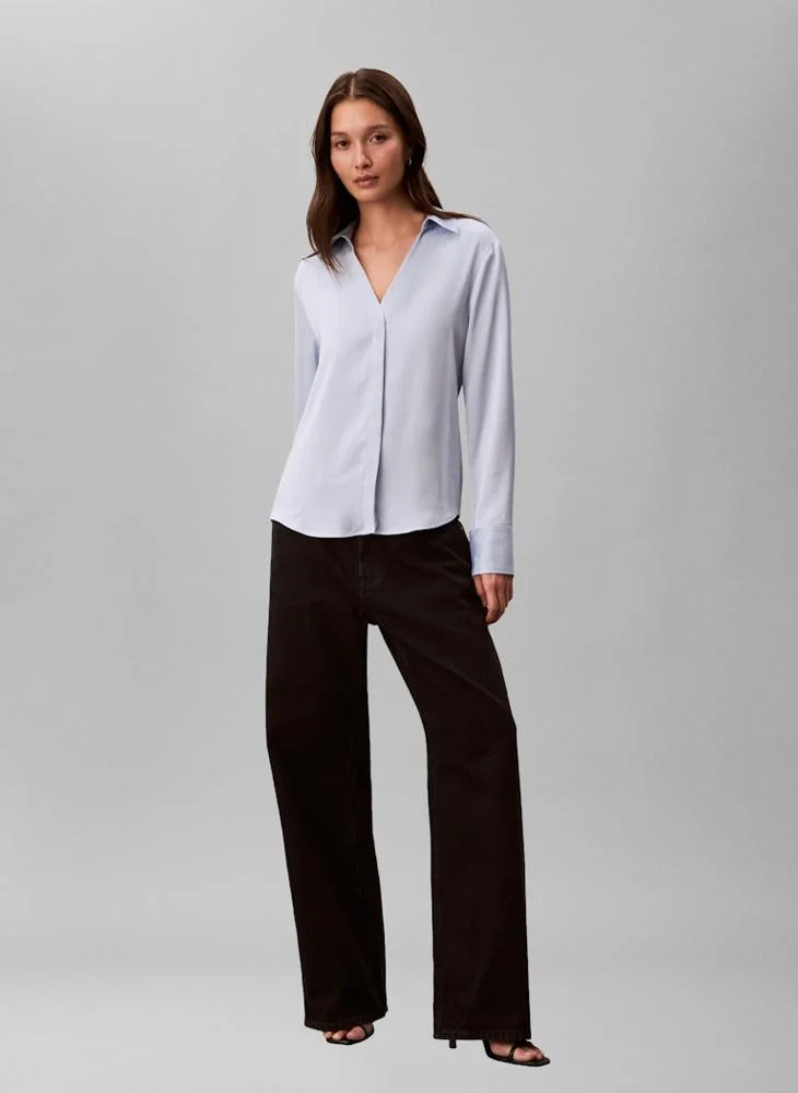 CALVIN KLEIN  Hammered Satin Fitted Shirt for Women | Best Price UAE