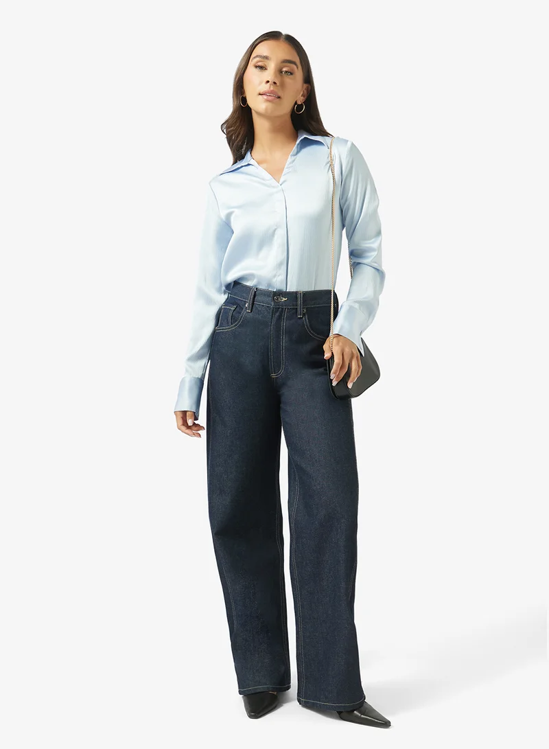 CALVIN KLEIN  Hammered Satin Fitted Shirt for Women | Best Price UAE