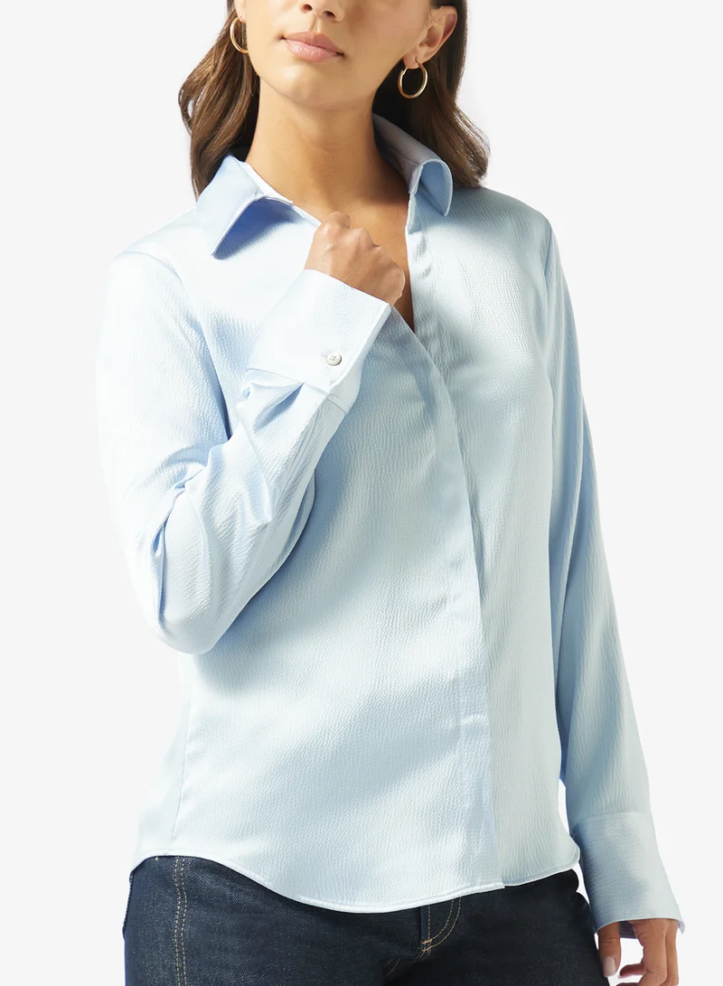 CALVIN KLEIN  Hammered Satin Fitted Shirt for Women | Best Price UAE