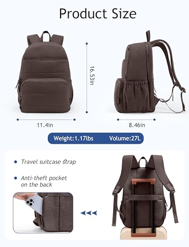 Uselike Travel Backpack for Women, 15.6 Inch Laptop Backpack, Quilted College Bookbag, Cute Work Backpacks, Water Resistant - Image 4
