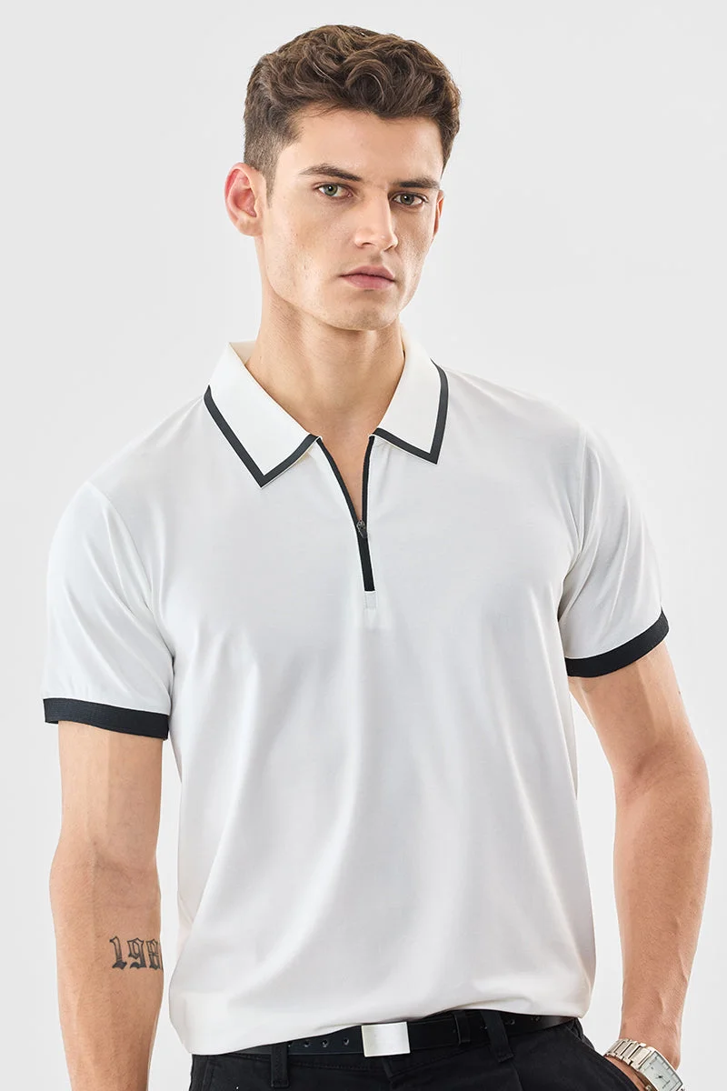 سنيتش Regular Fit Zipper Polo T-Shirt