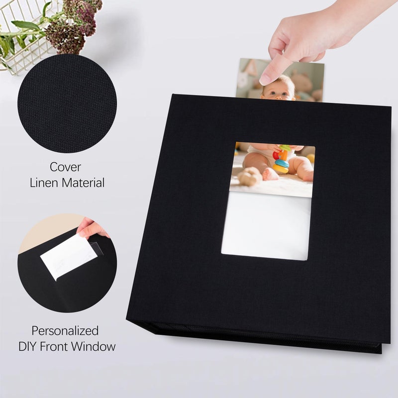 Aevdor 200 Pocket 8x10 Photo Album, Large Capacity Linen Cover, Photo Album 8x10 Holds 200 8 x 10 Inch Pictures, Photo Book for Family Wedding Baby Party Holiday and Christmas Pictures (Black) - Image 4