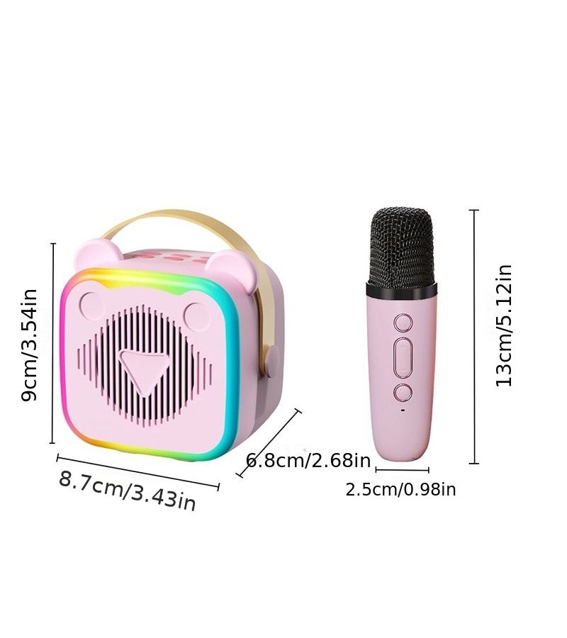 Wireless Bluetooth Karaoke Speaker System with 2 Microphones Pink Color RGB Lights Voice Changing Portable Speaker for Party Beach Birthday Gift - Image 2