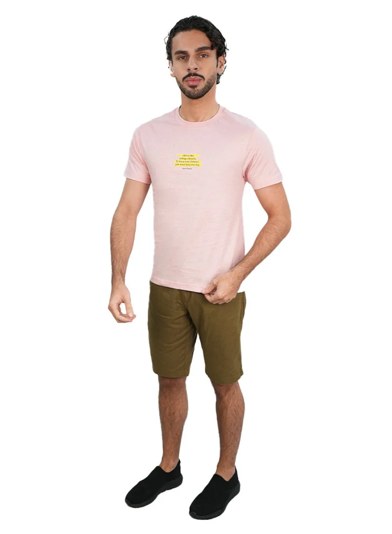 GIORDANO  Men’s Slim Cotton Crew Neck Message Print Tee for Men | Best Price UAE